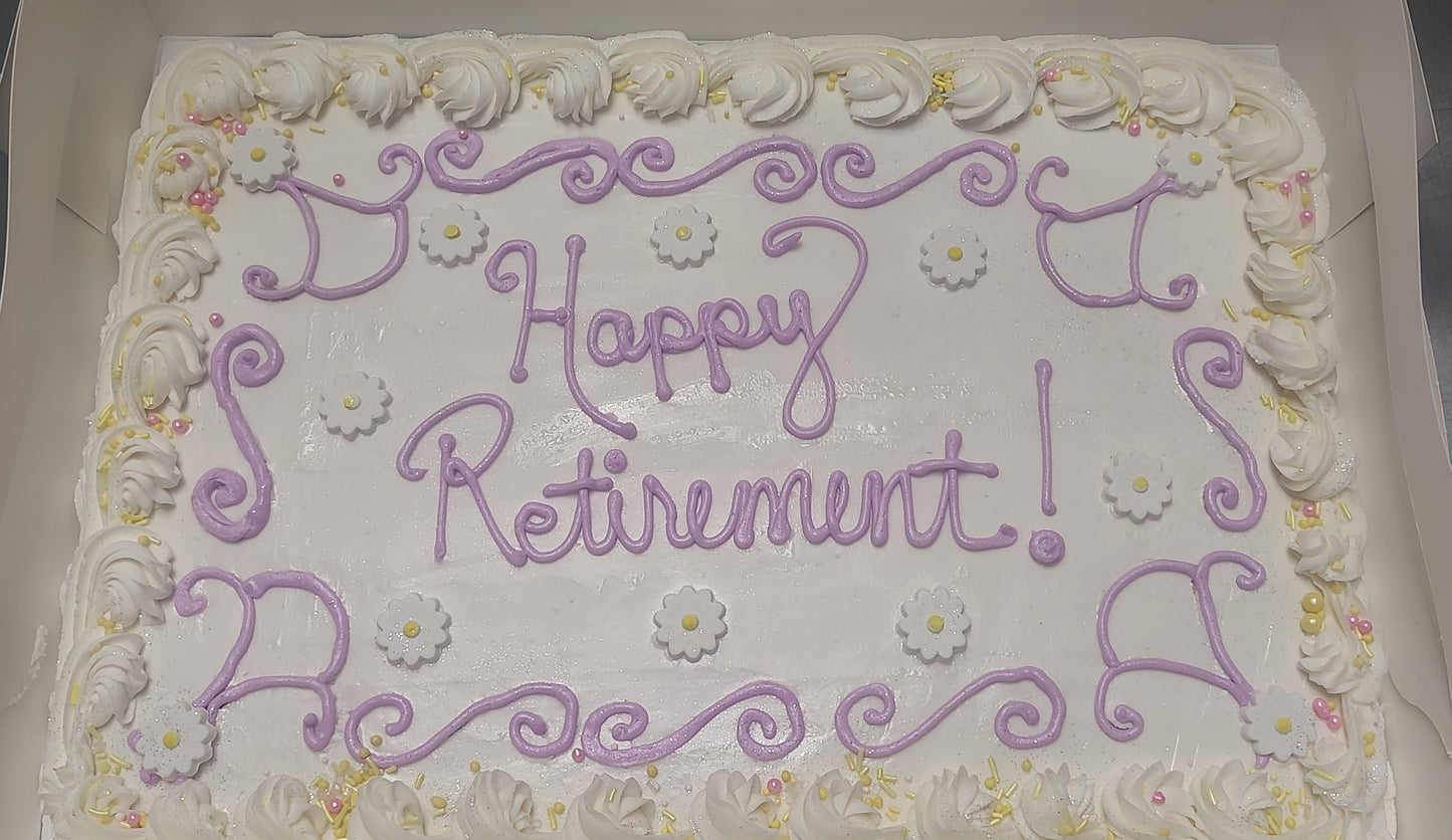 Decorated Cake 1/4 sheet Or 8'Rd Serves 10-24